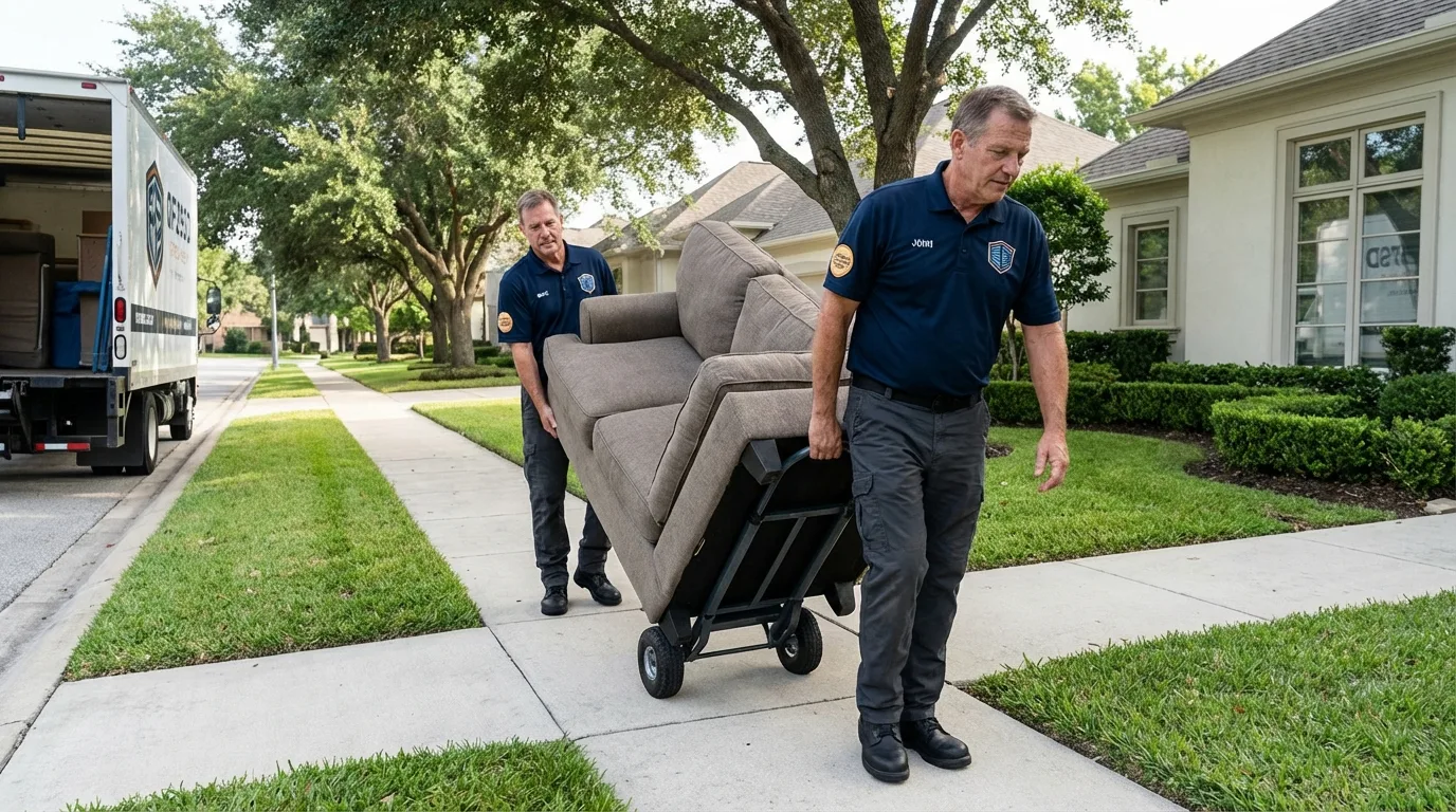 Local residential moving crew loading furniture in Livonia, NY